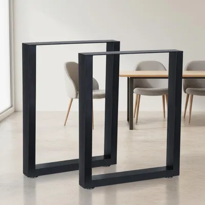 Produktbild von Tischkufen 2er-Set Stahl 80×72 cm schwarz, Industrie-Stil, Bodenschoner