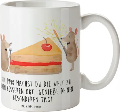Produktbild von Mr. & Mrs. Panda Tasse 1948 Geburtstag - Weiß - Geschenk, Geschenkideen, Kaffeetasse, Teetasse, Alter, Geboren am, genieße deinen besonderen Tag, Happy Birthday, 75.