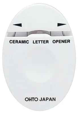 Keramischer Brieföffner, doppelseitig, weiß, 3,6 x 5,1 x 1 cm