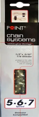 Produktbild von Point Kette SL-260 5/6/7-fach, 116 Glieder Snap-On, 1/2x3/32, schwarz/braun