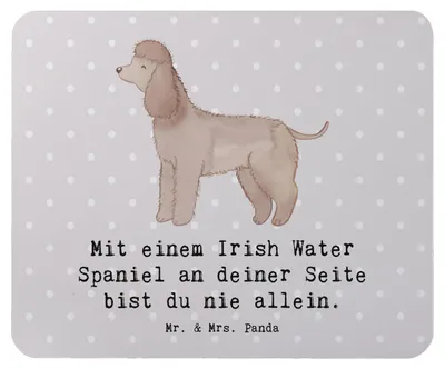 Produktbild von Mr. & Mrs. Panda Mauspad Irish Water Spaniel Begleiter - Grau Pastell - Geschenk, bedingungslose Liebe, Hundeliebhaber, liebevoller Hund, Hunderasse, pc mausunterlage