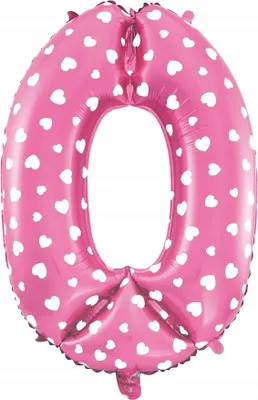 Imagen del producto de Globo de látex con forma de número "0", color rosa, 40 cm