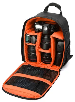 Produktbild von Kamerarucksack für DSLR und spiegellose Kameras, Foto-Rucksack mit Objektivfach, Outdoor Kamera Tasche, Freizeit Fototasche für Kamera und Zubehör,Orange