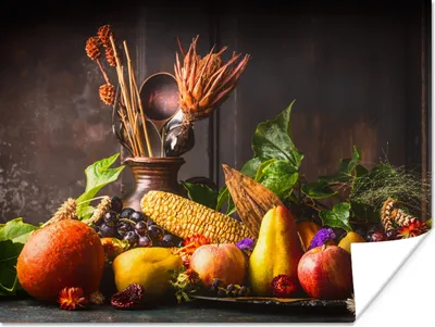 Produktbild von MuchoWow® Poster Gemüse - Obst - Rustikal - Tisch 120x90 cm - Wandbild
