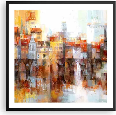 Produktbild von Gerahmtes Poster - Schwarzer Rahmen - Stadt Mietshaus - 60x60 cm - Wand Bild - Wanddeko - Wandbilder - Kunstposter - Wandposter - Bilderrahmen - Bilder - Kunstdruck - Wandbild - P2BAC60x60-3476