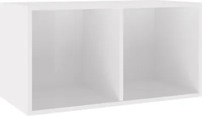 A white, two-compartment storage box.
