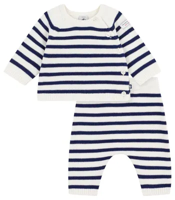 Productafbeelding van Petit Bateau baby-set, gebreid, gestreept