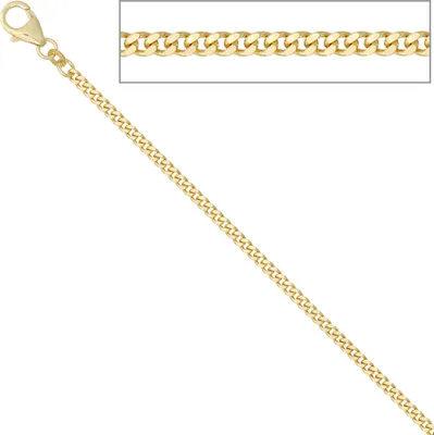 Produktbild von JOBO Panzerkette 333 Gelbgold 2,3 mm 70 cm Gold Kette Halskette Karabiner