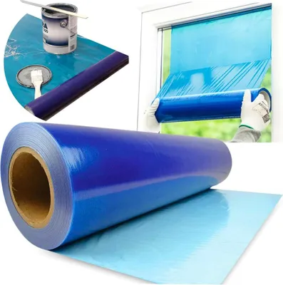 Image de Film De Protection Bleu 75 M Auto-Adhésif Protection Uv Pour Fenêtres, Vitres, Bâtiment Et Sols