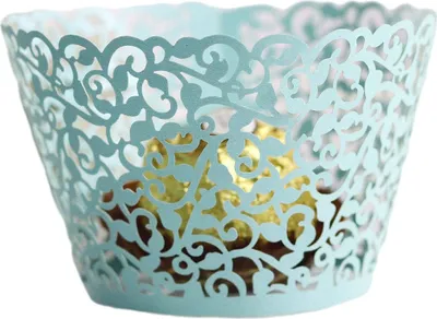 Image de 50pcs Laser Cut Lace Design Cupcake Wrappers, Papier coloré Muffin Cake Wrapper Pour Mariage Fête Anniversaire Baby Showers Décoration