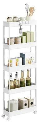 Productafbeelding van Keukentrolley - 5 niveaus - 41,5 x 112 x 13,5 cm - Wit