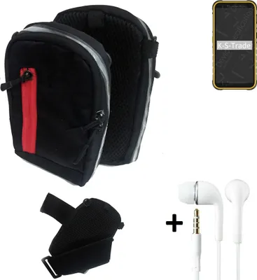Produktbild von K-S-Trade Outdoor Gürteltasche Holster Umhängetasche + Kopfhörer kompatibel mit Ulefone Armor X8i schwarz Handy Tasche Case travelbag Schutzhülle