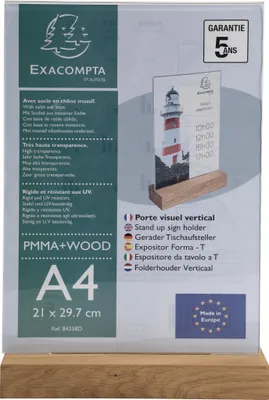 Image de Exacompta 10x Porte-visuel avec socle en bois vertical A4 Cristal 84258D