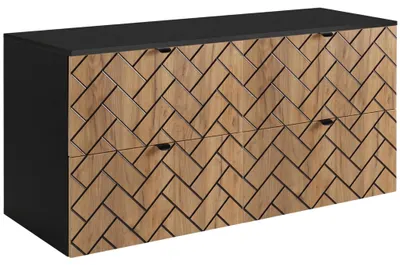 Produktbild von RODAN | Waschbeckunterschrank 120 cm - Braun Matt - Badezimmerschränke - Badmöbel - Waschbecken Unterschränke - Schwarze Arbeitsplatte