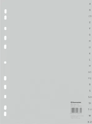 Produktbild von Soennecken Register 1524 DIN A4 A-Z volle Höhe PP grau
