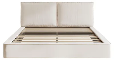 Produktbild von Flieks Polsterbett 180x200cm mit gepolstertem Kopfteil, Doppelbett mit Lattenrost, Stauraumbett Holzbett Jugendbett, Chenille, Beige