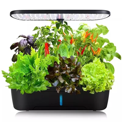 Produktbild von LED Pflanzenlampe mit 12 Pods, hydroponisches Anzuchtsystem, erdloses Wachstum, automatischer Timer, höhenverstellbar für Zuhause