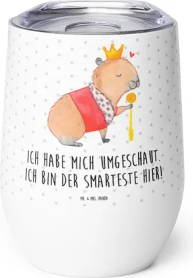 Produktbild von Mr. & Mrs. Panda thermosbecher Capybara König - Weiß - Geschenk, Isolierbecher, kaffee tasse, Thermobecher, Lustige Sprüche, edelstahl, Thermo Becher