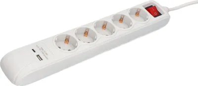 Produktbild von Unitec Tischsteckdose 5-fach mit Schalter inkl. 2x USB 1,4 m