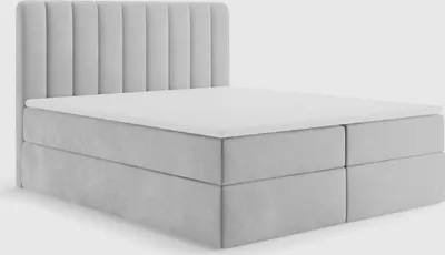 Produktbild von MYSEN Boxspringbett 180x200 Magic mit Bettkästen mit Matratze (14 cm) mit Topper (4 cm) Komplett-Set Polsterbett Bonell H3 Hellgrau