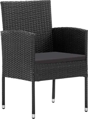 Immagine prodotto di Sedie da Giardino con Cuscini Neri 4 pz Nere in Polyrattan