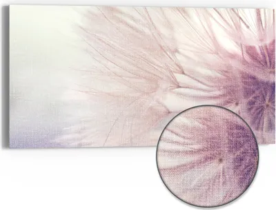 Produktbild von DEQORI Hybrid Leinwand Bild 60x30 cm 'Zarte Pusteblume' Wandbild Glas flach modern