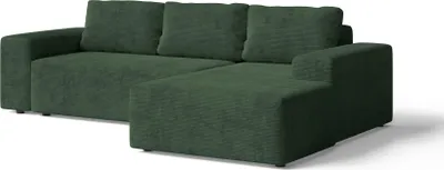 Obrázek produktu pro Rohová souprava s funkcí spaní L – zelená – 264x76x155 cm – pravá – manšestr – úložný prostor – obývací pokoj – AVANTI