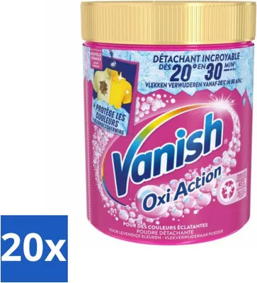 Produktbild von Vanish – Fleckenentferner – Oxi Action Wash Booster Pulver – Für Buntwäsche – 940 g - Vorteilspack - 20 Stücke