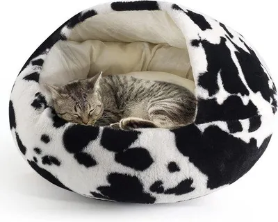Productafbeelding van Famanu Kattenhuis, inklapbaar en verwarmd - Zwart kattenbed van 60 cm