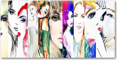 Produktbild von Tulup® Glas-Bild - 100x50 -Wandkunst - Wandbild hinter gehärtetem Sicherheitsglas  - Kunst: modern & klassisch - Frauen Porträts - Mehrfarbig