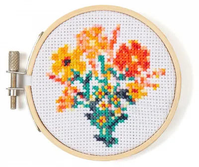 Produktbild von Mini-Stickset mit Kreuzstich – Blumen
