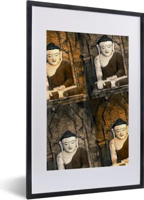 Produktbild von MuchoWow® MuchoWow® Gerahmtes Poster Buddha - Mönch - Meditation 40x60 cm - Poster mit zchwarzem Bilderrahmen - Poster in Rahmen