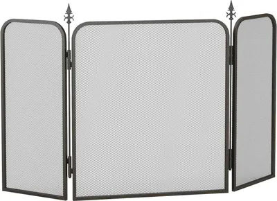 Produktbild von Kaminschutzgitter, Faltbares Kamingitter mit 3 Paneelen, Funkenschutzgitter für Wohnzimmer, Schlafzimmer, Metall, 96 x 56 cm, Schwarz