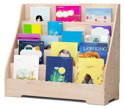 Immagine prodotto di Libreria per bambini - Contenitore per libri per bambini - 5 ripiani - Esposizione frontale dei libri - Multifunzionale - Struttura in legno - Ideale per camerette