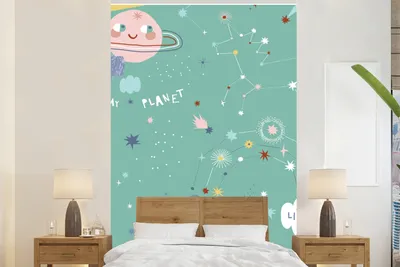 Produktbild von MuchoWow® Fototapete für Wohnzimmer oder Schlafzimmer Wandtapete Vinyl Motivtapete Weltraum - Zitate - Kinder - 160x240 cm - Vinyltapete