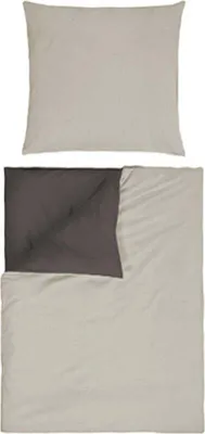 Produktbild von aboutyourhome bettwäsche Bettwäsche Baumwolle Uni Wende 135x200 / 80x80 cm Set Rosa Grau Beige, Beige / 2 tlg.