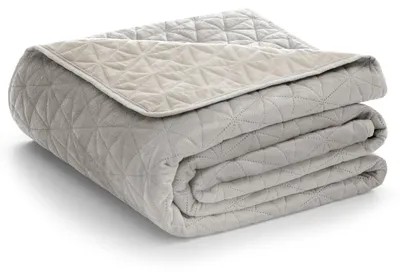 Produktbild von Tagesdecke Bettüberwurf Ultrasonic zweiseitge Steppung Samt 220 x 240 cm - Beige