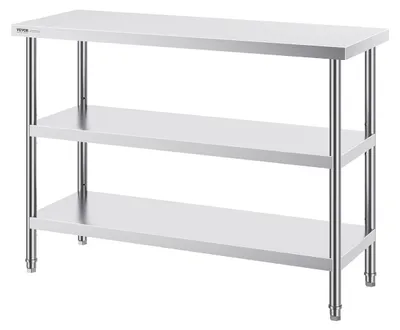 Obrázok produktu pre Pracovný stôl z nehrdzavejúcej ocele na prípravu jedál, komerčný kuchynský stôl, rozmery 18" x 48"