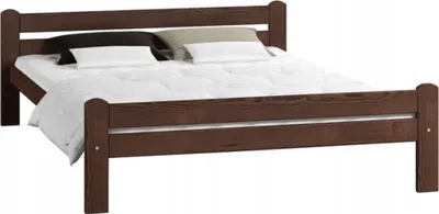 Obrázek produktu pro Rám postele z borovicového masivu, se zaoblenými hranami a zesílenou středovou vzpěrou, dřevěná postel 205x172x58,5 cm, ořech
