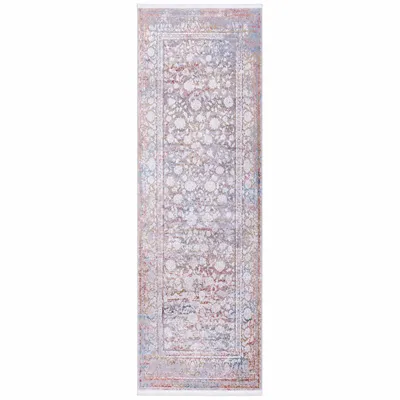 Imagen del producto de Arktis Designer-Läufer 350 × 80 cm, beige, gris y multicolor: alfombra de pelo corto de alta calidad, con tacto sedoso, diseño oriental y una altura de pelo de 7,5 mm, Imagen generada por IA