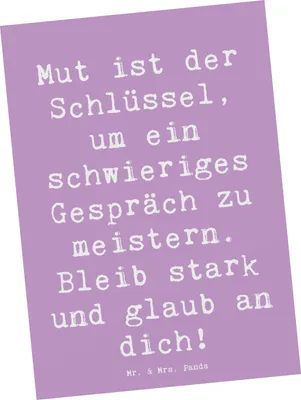 Produktbild von Mr. & Mrs. Panda Ansichtskarte Spruch Ein schwieriges Gespräch führen - Lavendeltraum - Geschenk, Trost, meistern, Kunstkarten, Ansichtskarten, Grußkarte, Mutmacher, Mut