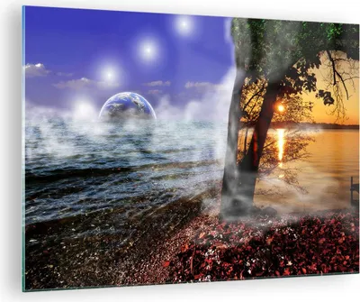 Produktbild von Bilder auf glas - Abstraktion Umwelt Erde - 70x50cm - Glasbilder - Wandbilder - Kunstdruck - zum Aufhängen bereit - Wanddekoration aus Glas - Glas Bilder - Wandbild auf Glas - GAA70x50-0308