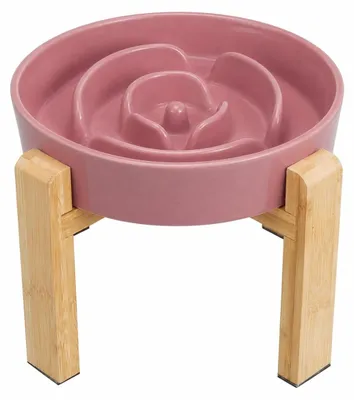 Obrázek produktu pro Keramická miska na krmení pro pomalé jedáky – růžová, 22,5 cm