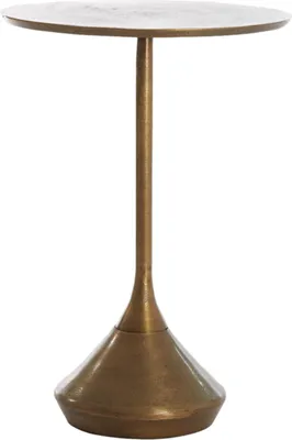 A studio shot of a bronze side table.