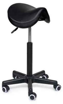 Produktbild von Premium Sattelhocker Schwarz Auf Räder - Hoch (70-84cm) / ohne Fußstütze / Standardmäßige Räder