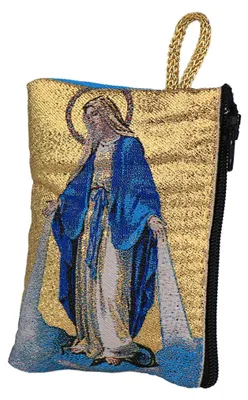 Produktbild von Rosenkranz Tasche Letztes Abendmahl – 7x10cm gold mit Zipper