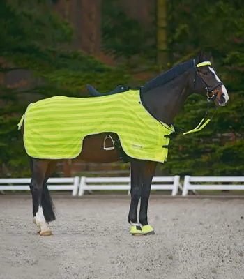 Productafbeelding van Uitrijdeken - Paardendeken - Veilig rijden - Reflecterend netweefsel - 145 cm - Neongeel