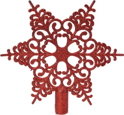 Produktbild von Bruchfeste Weihnachtsbaumspitze Barock Stern Rot mit Glitter aus Kunststoff