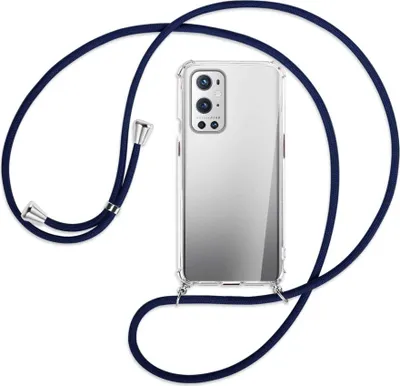 Produktbild von Handykette Backcover-Schutzhülle mit Band (Metall silberfarben) für OnePlus 9 - dunkelblau