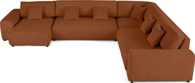 Image de Lisa Design Garance - canapé modulable d'angle droit - 8 places - en velours côtelé , Terracotta